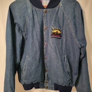 Disney Pleasure Island Denim Bomber Jacket - Blue